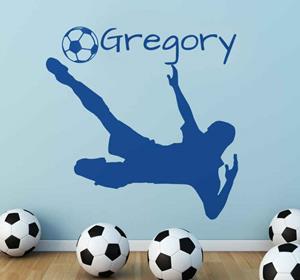 Tenstickers Muursticker kinderkamer voetballer met naam
