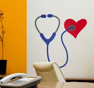 Tenstickers Muursticker hart met stethoscoop