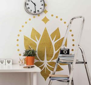Tenstickers Bloemen muursticker gouden lotus
