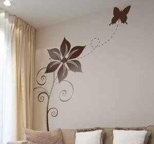 Tenstickers Sticker decoratie bloem en vlinder