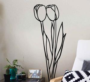 Tenstickers Deur sticker Twee getekende tulpen