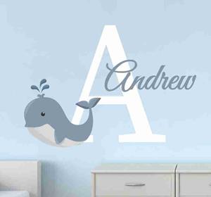 Tenstickers Stickers drukken Aanpasbare naam met walvis