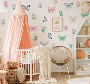 Tenstickers Aquarel vlinder Muursticker kinderkamer