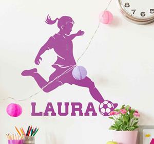 Tenstickers Muursticker kinderkamer voetbal meisje