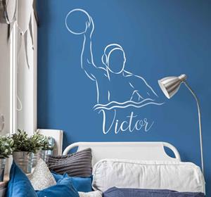 Tenstickers Water polo silhouet met naam