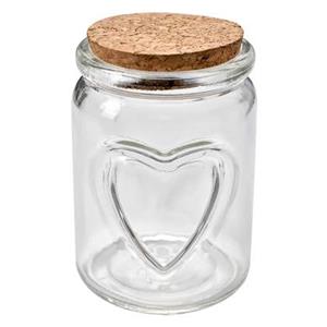 Clayre & Eef Voorraadpot Ø 7x10 cm Transparant Glas Hartjes