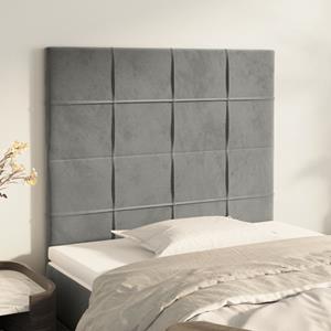 VidaXL Hoofdborden 2 st 100 x 5 x 78/88 cm fluweel lichtgrijs