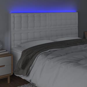 vidaXL Hoofdbord LED 160x5x118/128 cm kunstleer wit