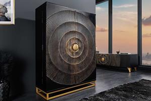 Invicta Interior Handgemaakte barkast GOLDEN SUNSET 140cm zwart goud massief mangohout - 44252