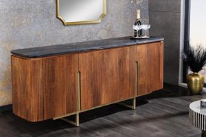 Invicta Interior Design Dressoir GATSBY 160cm bruin goud Mangoholz Marmor Metallgestell - 43336
