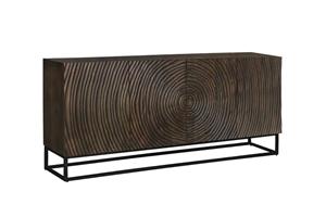 Invicta Interior Massief dressoir ZEN CIRCLES 180cm donkerbruin mangohout 3D design - 44580