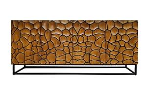 Invicta Interior Massief houten dressoir VULCANO 180cm bruin mangohout handgemaakt metalen frame zwart - 44651