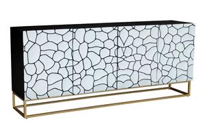 Invicta Interior Massief houten dressoir VULCANO 180 cm wit mangohout handgemaakt metalen frame zwart - 44646