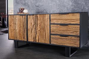 Invicta Interior Massief houten dressoir BARRACUDA 150cm teak mango zwart metaal gerecycled - 43349
