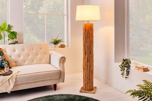 Invicta Interior Design vloerlamp ROOTS 160cm drijfhout linnen kap beige handgemaakt - 41093