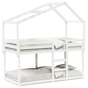 VidaXL Stapelbed met bedhuis massief grenenhout wit 80x200 cm