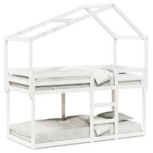 VidaXL Stapelbed met dak massief grenenhout wit 90x190 cm