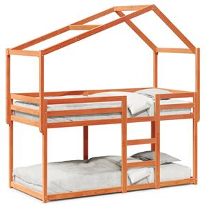 VidaXL Stapelbed met dak massief grenenhout wasbruin 75x190 cm