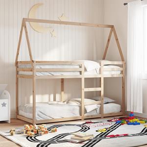 VidaXL Stapelbed met dak massief grenenhout 90x190 cm