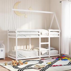 VidaXL Stapelbed met dak massief grenenhout wit 75x190 cm
