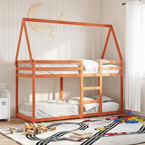 VidaXL Stapelbed met dak massief grenenhout wasbruin 75x190 cm