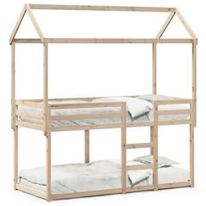 VidaXL Stapelbed met dak massief grenenhout 80x200 cm