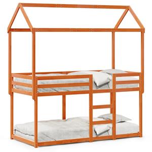 VidaXL Stapelbed met dak massief grenenhout wasbruin 80x200 cm