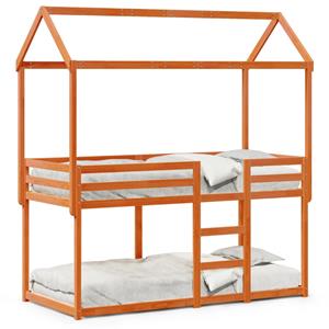 VidaXL Stapelbed met dak massief grenenhout wasbruin 90x190 cm