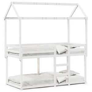 VidaXL Stapelbed met dak massief grenenhout wit 75x190 cm