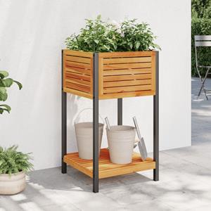 VidaXL Plantenbak met schap 45x45x80 cm massief acaciahout en staal