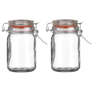 Urban Living Voorraadpot/bewaarpot - 2x - 250 ml - glas - met beugelsluiting - D7 x H12 cm -