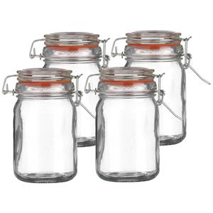 Urban Living Voorraadpot/bewaarpot - 4x - 250 ml - glas - met beugelsluiting - D7 x H12 cm -