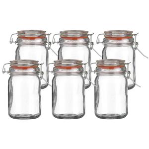 Urban Living Voorraadpot/bewaarpot - 6x - 250 ml - glas - met beugelsluiting - D7 x H12 cm -