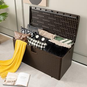 Costway Opbergbox met 276 Liter Inhoud All-Weather Kussenbox Opbergdoos Afsluitbaar Tuinbox voor Kussens Gereedschappen 114 x 54 x 56 cm