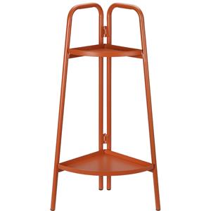 Pro Garden Plantenrek/plantentafel - terracotta - metaal - 26 x 26 x 70 cm - inklapbaar - 2 laags -