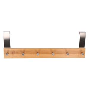 Merkloos Keukenkast of garderobe kleding kast kapstok - cm - bamboe - 6 haken - beugel diepte 12 mm -