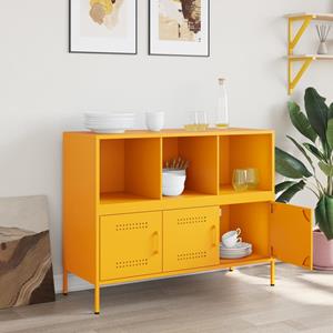 vidaXL Dressoir 100,5x39x79 cm koudgewalst staal mosterdgeel