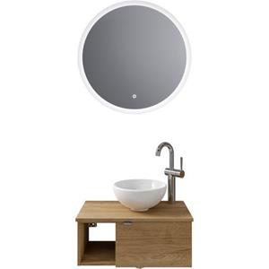 Saphir Badkamerserie Serie 6915 Gastenbadkamer, 70 cm breed, met led-spiegel, open vak en 1 deur