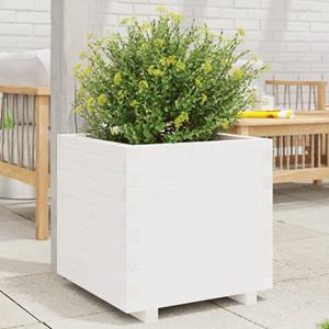 VidaXL Plantenbak 50x50x49,5 cm massief grenenhout wit
