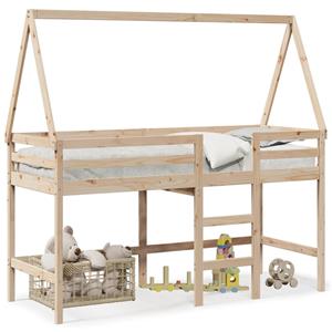 VidaXL Halfhoogslaper met ladder en bedhuis grenenhout 90x200 cm