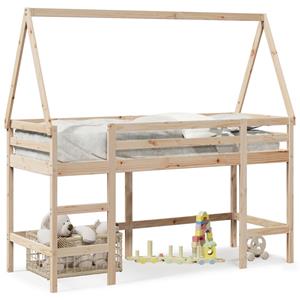 VidaXL Halfhoogslaper met ladder en bedhuis grenenhout 90x200 cm