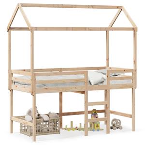 VidaXL Halfhoogslaper met ladder en bedhuis grenenhout 90x200 cm