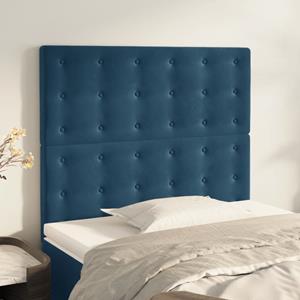 VidaXL Hoofdborden 2 st 90x5x78/88 cm fluweel donkerblauw