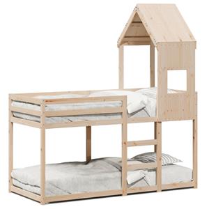 VidaXL Stapelbed 75x190 cm met dak massief grenenhout