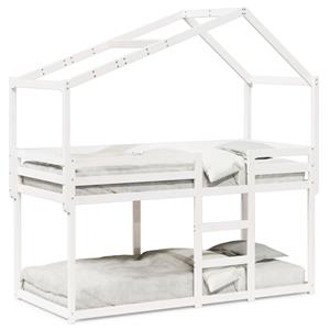 VidaXL Stapelbed met dak massief grenenhout wit 90x200 cm
