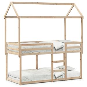 VidaXL Stapelbed 75x190 cm met dak massief grenenhout