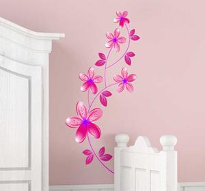 Tenstickers Sticker roze bloemen
