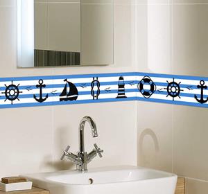 Tenstickers Badkamer sticker stickerrand zeevaart