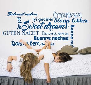 Tenstickers Kinderkamer muursticker slaap lekker in verschillende talen