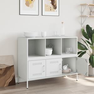 vidaXL Dressoir 100,5x39x79 cm koudgewalst staal wit